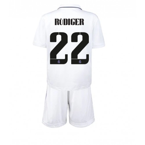 Dres Real Madrid Antonio Rudiger #22 Domaci za djecu 2022-23 Kratak Rukav (+ kratke hlače)